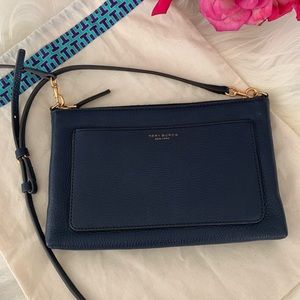 Tory Burch Cross Body/Clutch. Navy leather.